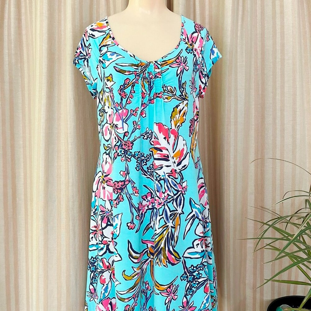 Escape by Habitat cap-sleeved dress with pleated neckline